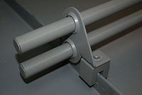Blizzard II - 2-Pipe clamp-to-seam snow fence system - powder coated gray example